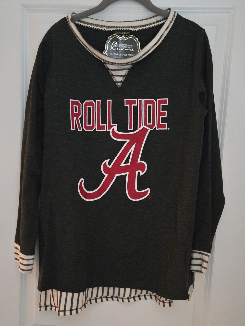 Women's Roll Tide Layered-Look Tunic Top - Charcoal and Crimson